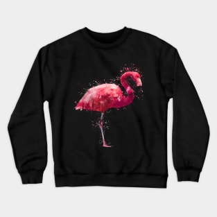 Dramabite Watercolor flamingo artistic painting pink Crewneck Sweatshirt